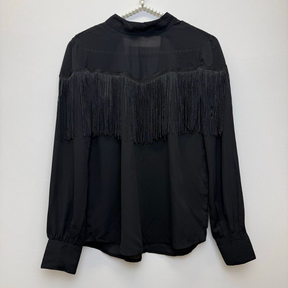 Reserved Black Fringe Blouse🪷